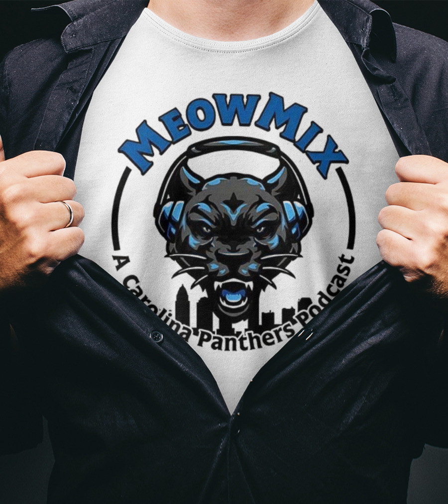 Meow MIX Carolina Panthers Podcast Panther Headphone Art T-Shirt