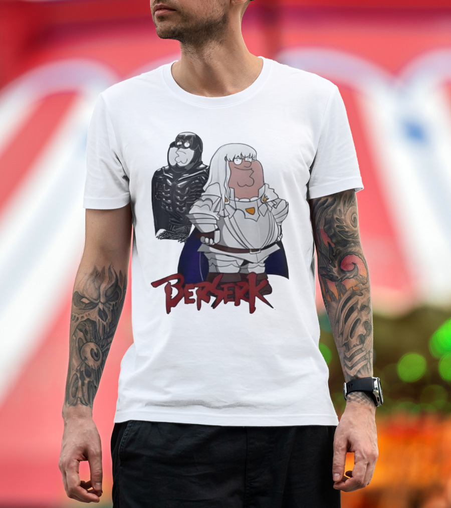Peter Griffin Family Guy Berserk Crossover Meme Griffith Armor Guts Cosplay T-Shirt