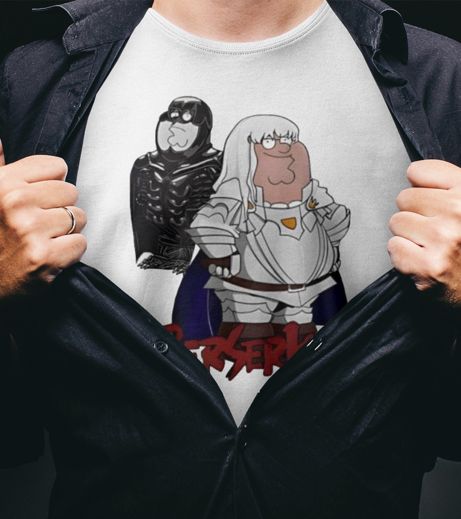 Peter Griffin Family Guy Berserk Crossover Meme Griffith Armor Guts Cosplay T-Shirt