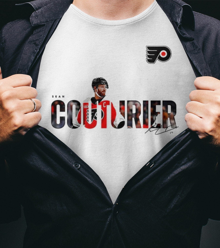 Sean Couturier Philadelphia Flyers Signature NHL C Captain T-Shirt