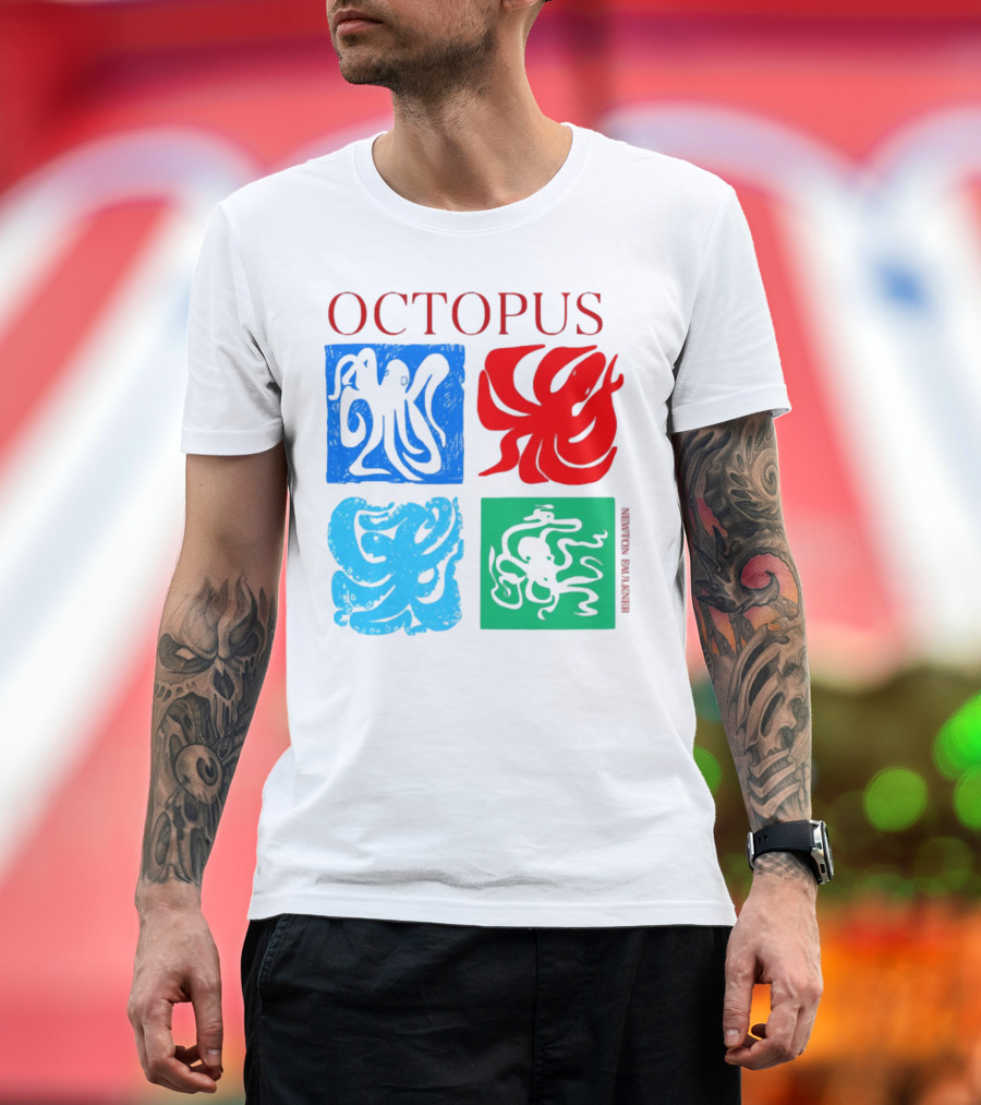 NewtonFaulkner Octopus Colorful Pop Art Quartet T-Shirt