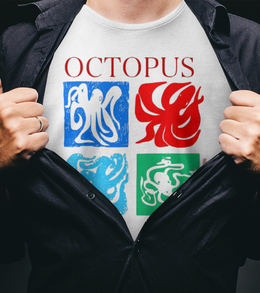 NewtonFaulkner Octopus Colorful Pop Art Quartet T-Shirt