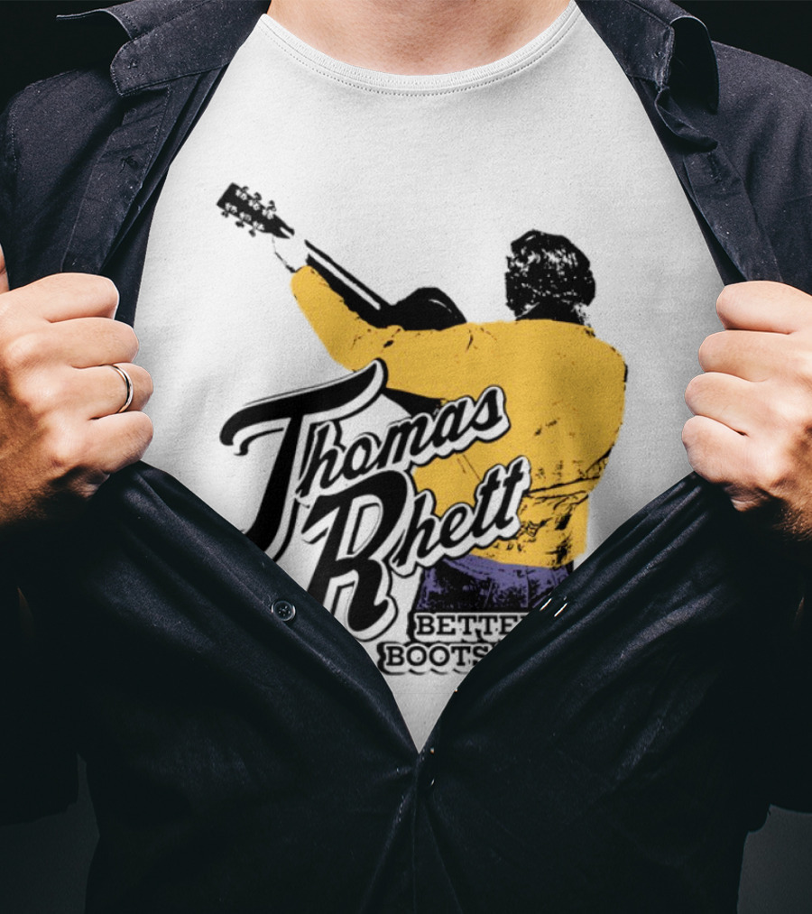 Thomas Rhett Better In Boots Retro Handgun Cowboy Boot Style T-Shirt