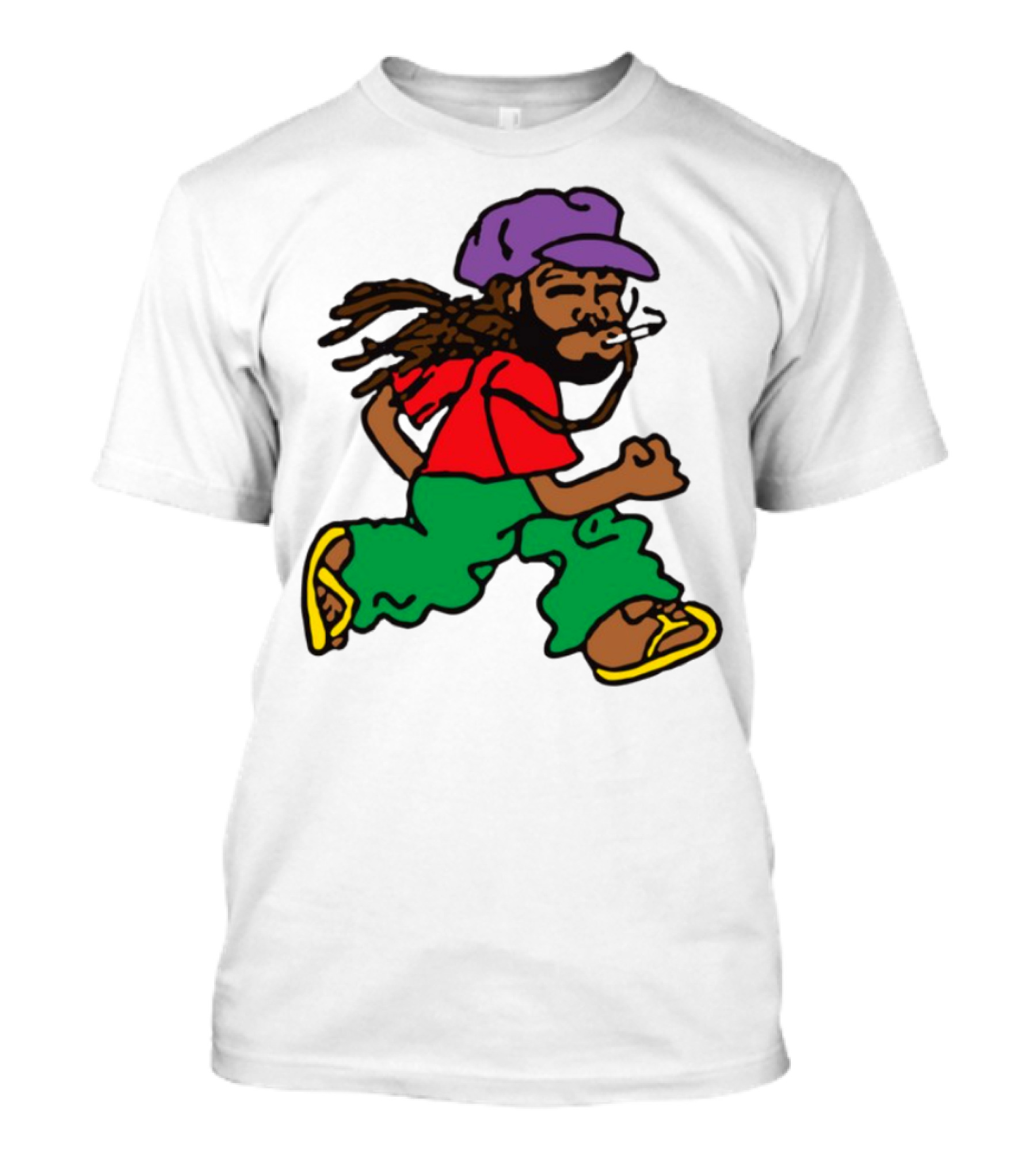 Amine Running Man Rastafarian Style Casual Character T-Shirt
