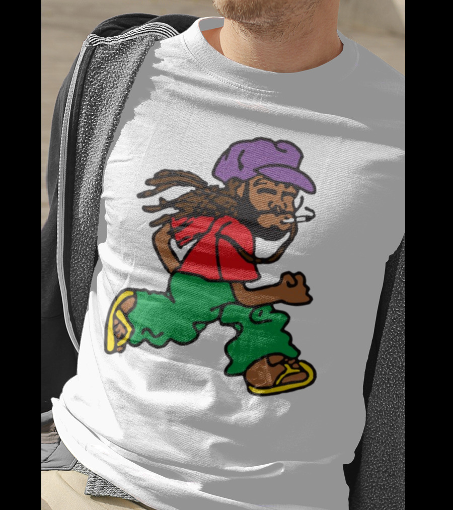 Amine Running Man Rastafarian Style Casual Character T-Shirt