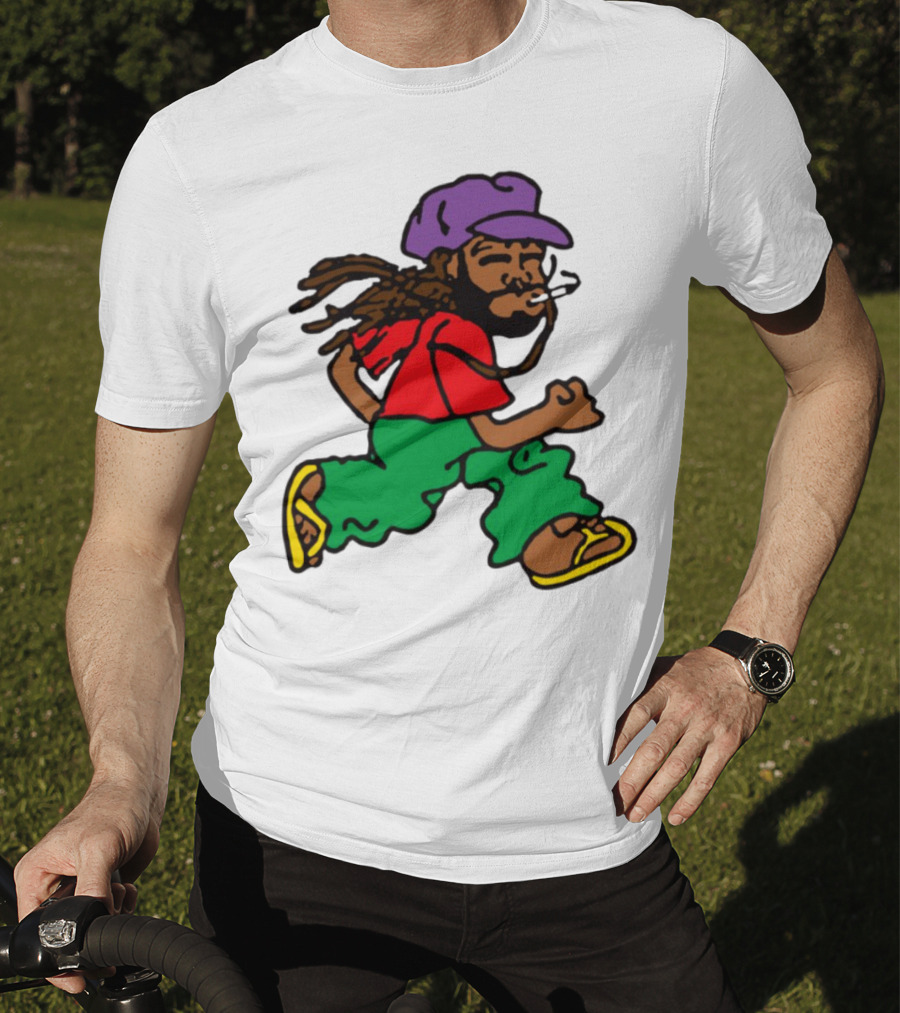 Amine Running Man Rastafarian Style Casual Character T-Shirt