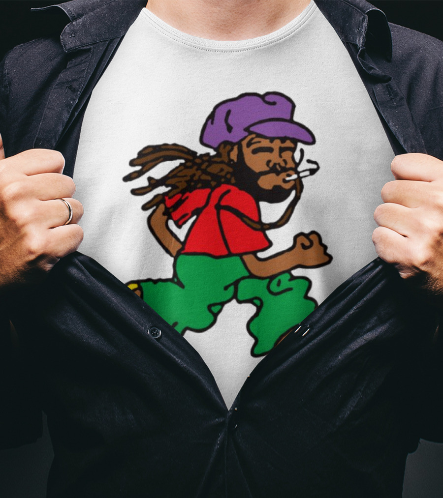 Amine Running Man Rastafarian Style Casual Character T-Shirt