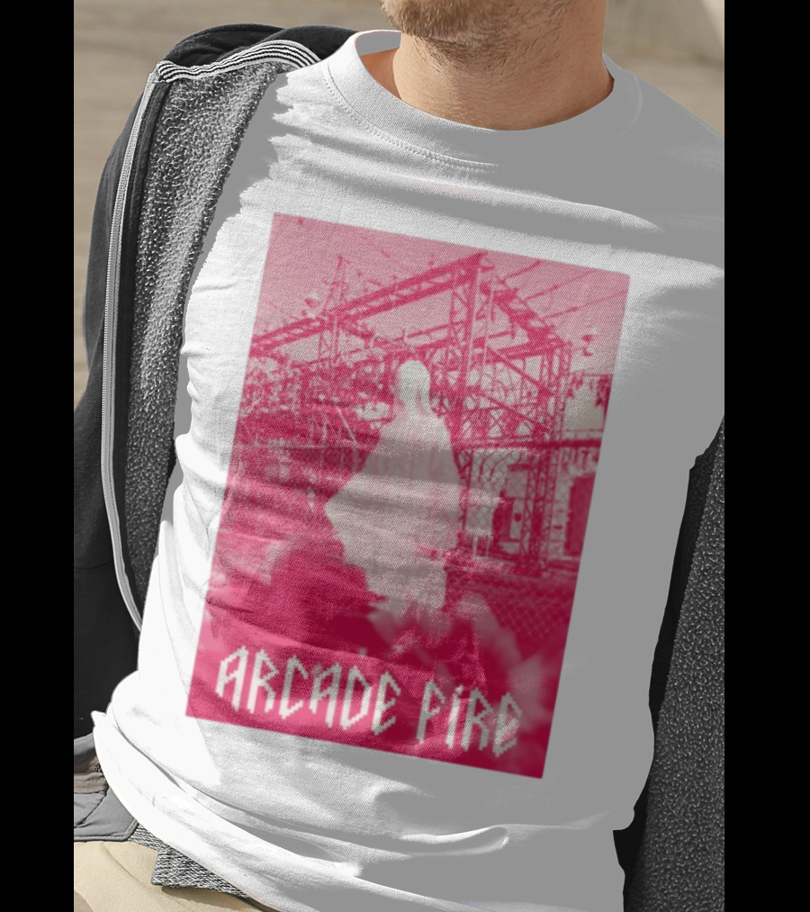 Arcade Fire Virgin Mary Statue Pink Power Station T-Shirt