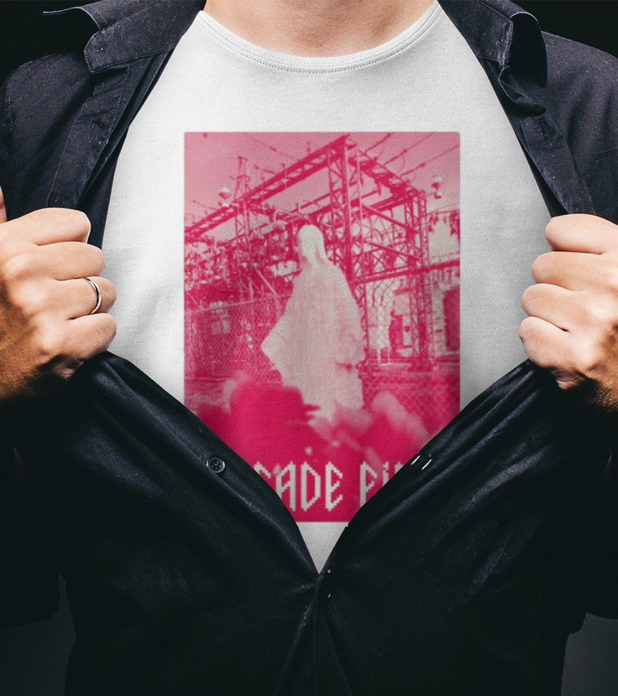 Arcade Fire Virgin Mary Statue Pink Power Station T-Shirt