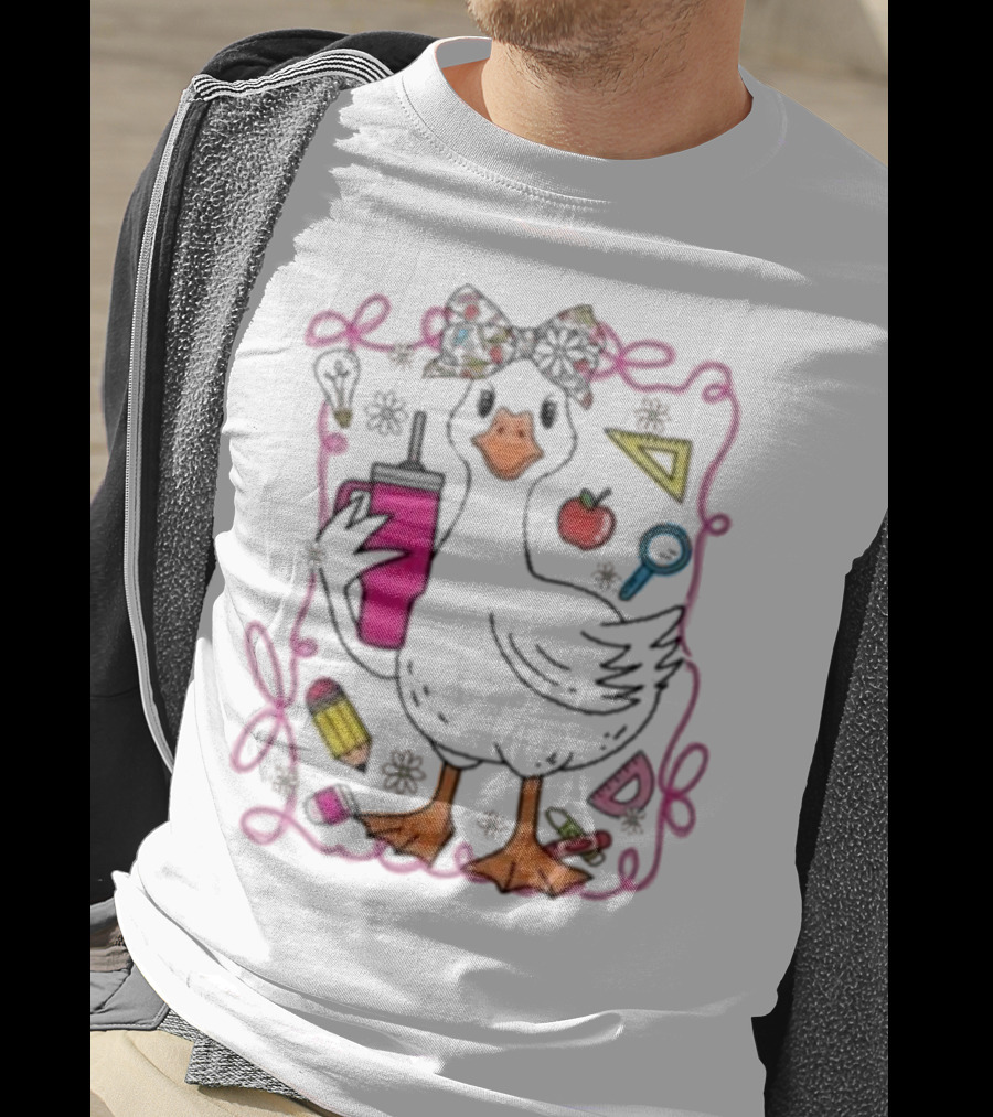 Brooke And Bear Back To School Goose Pencil Apple Ruler T-Shirt