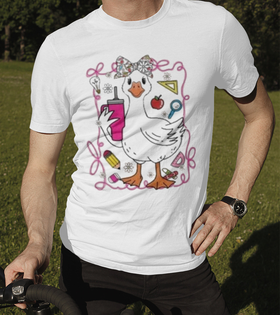 Brooke And Bear Back To School Goose Pencil Apple Ruler T-Shirt