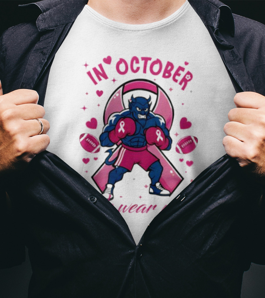 Duke Blue Devils Tackle Cancer Boxing Pink Awareness In October We Wear Pink T-Shirt