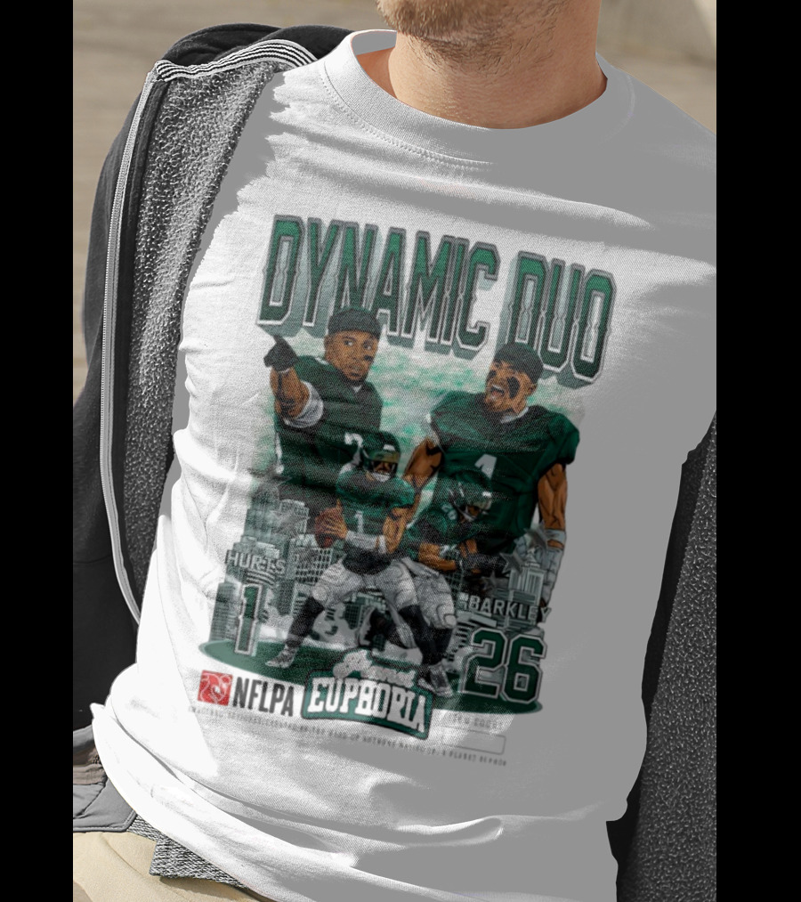 Jalen Hurts Saquon Barkley Dynamic Duo Philadelphia Eagles Planet Euphoria Neora 1 26 T-Shirt