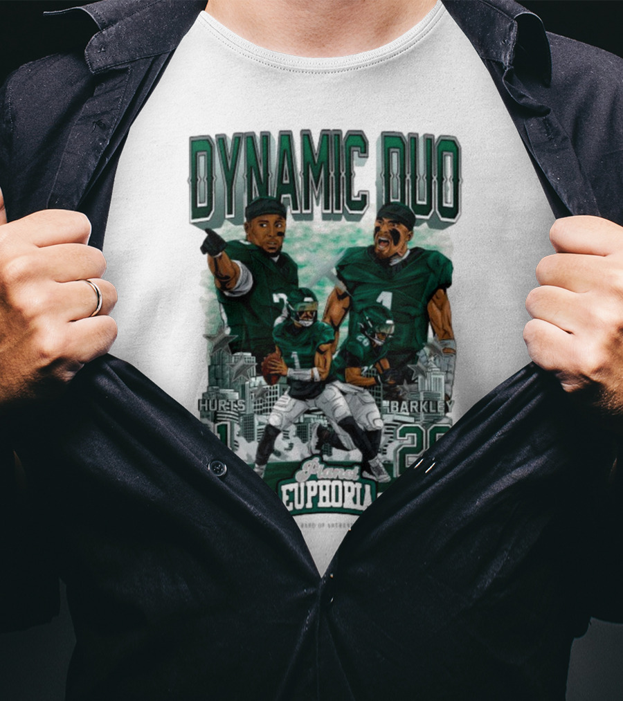 Jalen Hurts Saquon Barkley Dynamic Duo Philadelphia Eagles Planet Euphoria Neora 1 26 T-Shirt