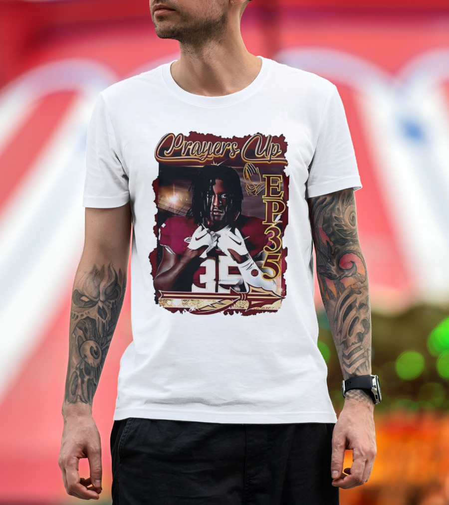Ethan Pritchard EP35 Prayers Up Football 35 T-Shirt
