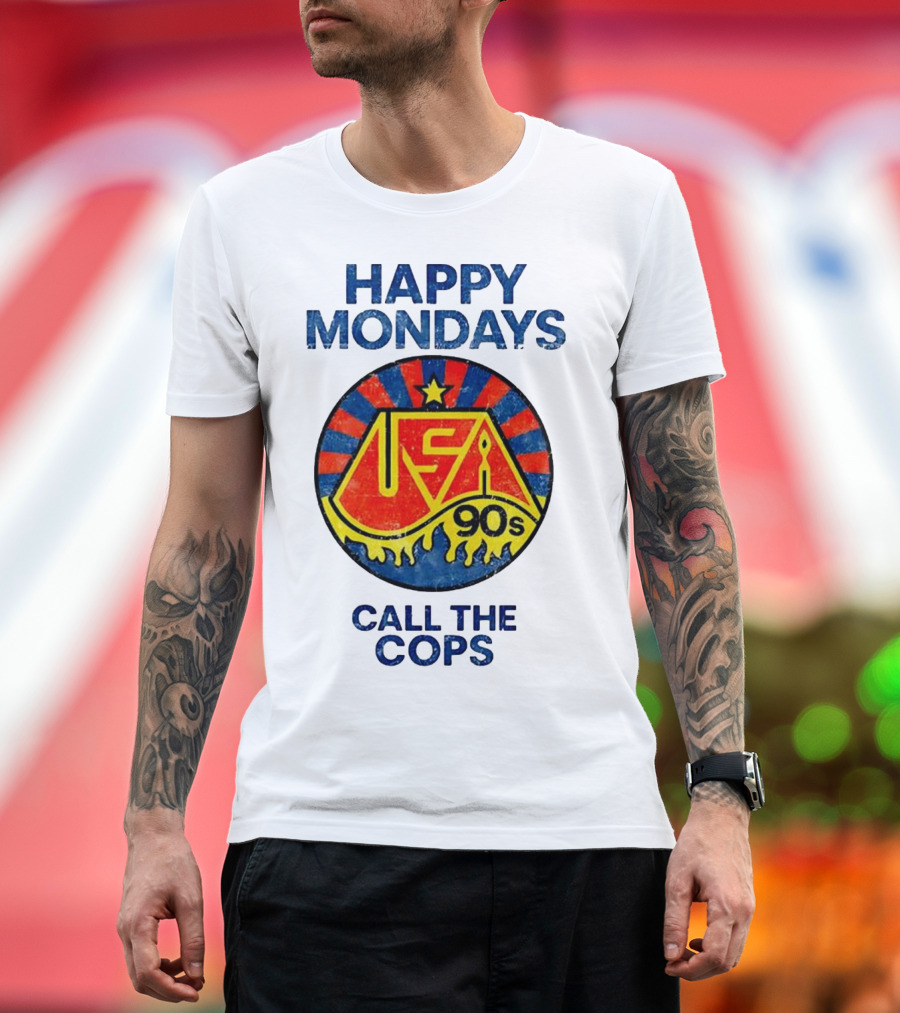 Happy Mondays USA 90s Call The Cops Starburst Retro T-Shirt