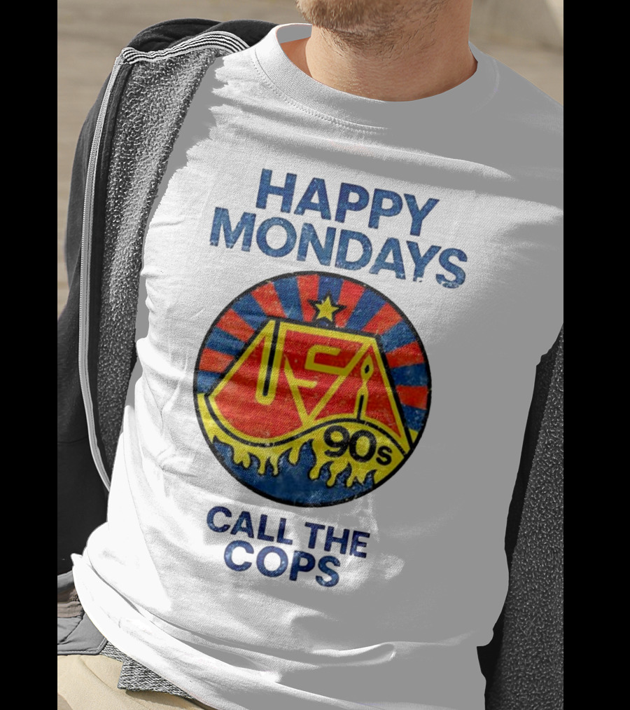 Happy Mondays USA 90s Call The Cops Starburst Retro T-Shirt