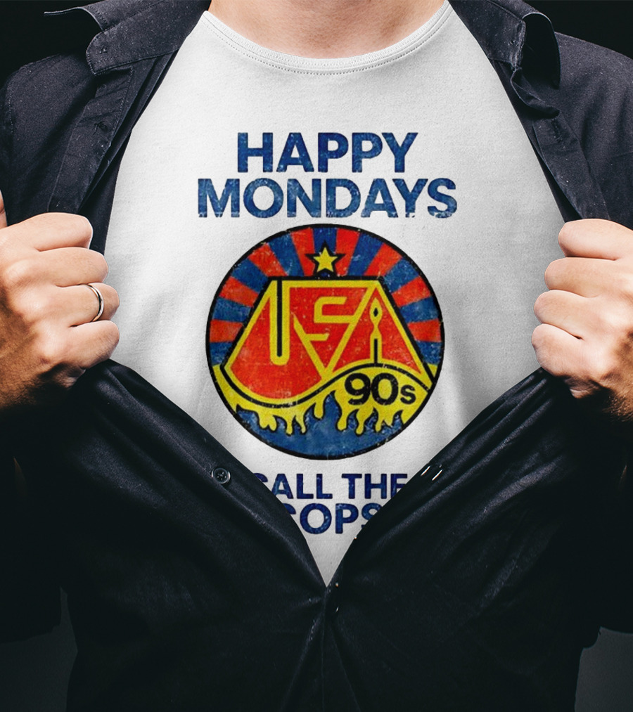 Happy Mondays USA 90s Call The Cops Starburst Retro T-Shirt