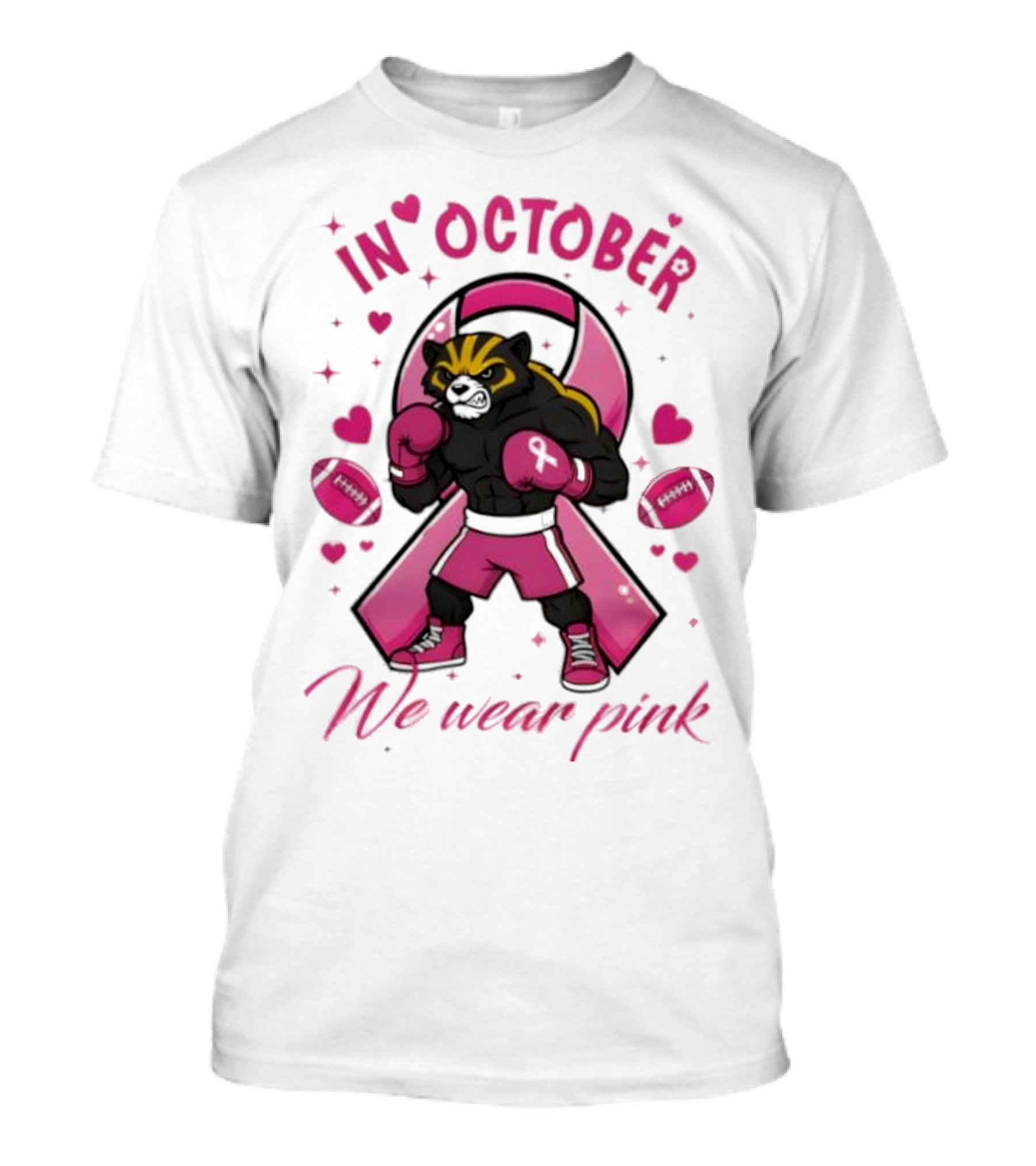 Michigan Wolverines Tackle Cancer Pink October Wear Pink Boxing Theme T-Shirt