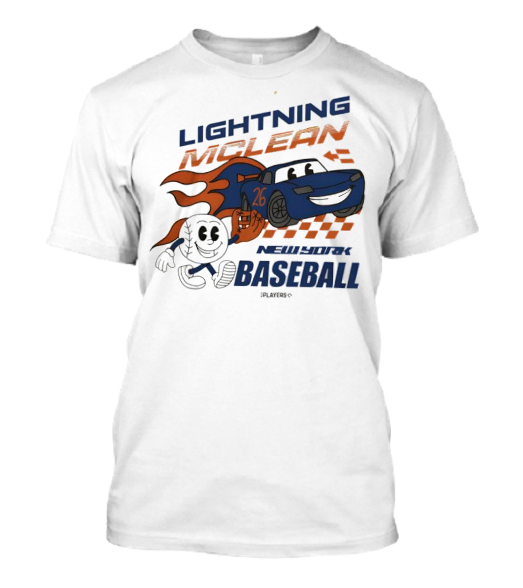 Lightning McLean New York Baseball 26 Cartoon Flame Racing T-Shirt