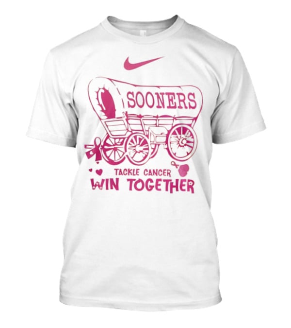 Nike Sooners Tackle Cancer Win Together Pink Wagon Breast Cancer Awareness T-Shirt