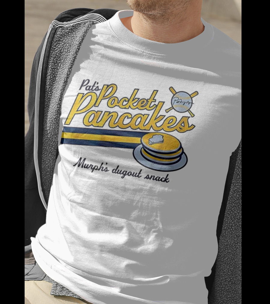 Pat’s Pocket Pancakes Murph’s Dugout Snack Pancake Stack Crossed Bats T-Shirt