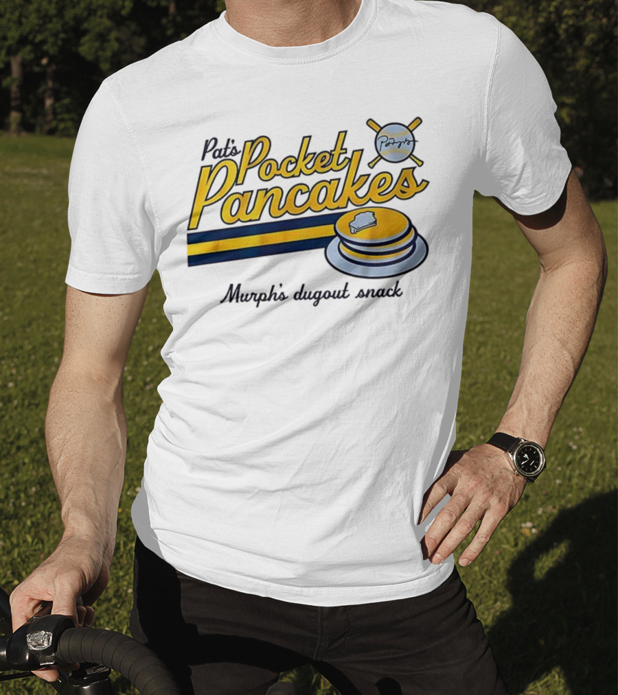 Pat’s Pocket Pancakes Murph’s Dugout Snack Pancake Stack Crossed Bats T-Shirt