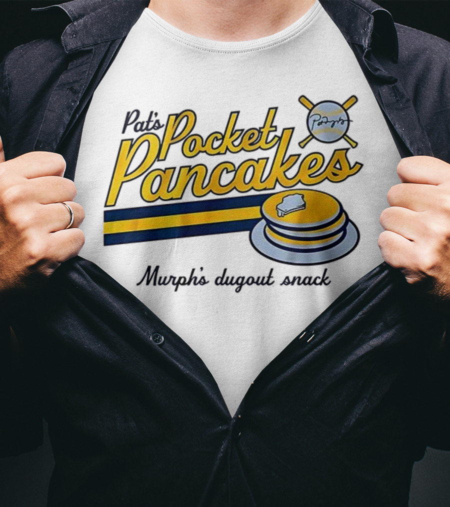Pat’s Pocket Pancakes Murph’s Dugout Snack Pancake Stack Crossed Bats T-Shirt