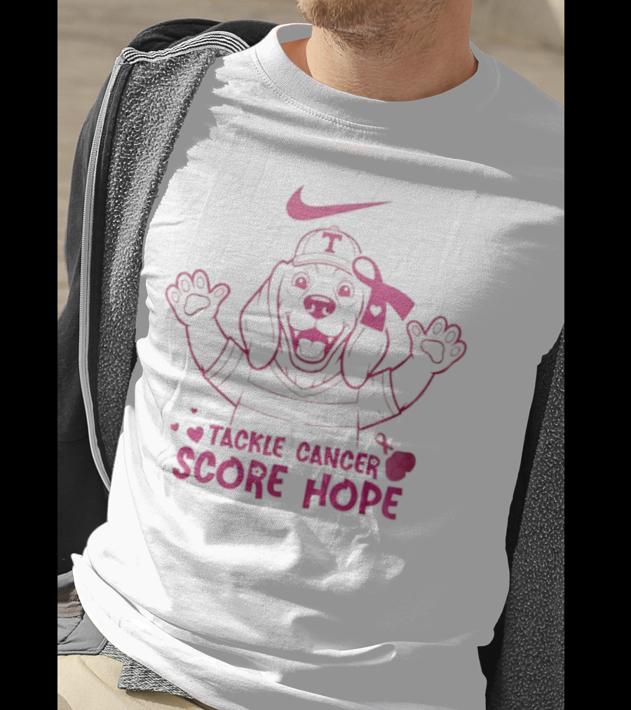 Nike Tackle Cancer Score Hope Pink Ribbon Dog Design Breast Cancer Awareness T-Shirt