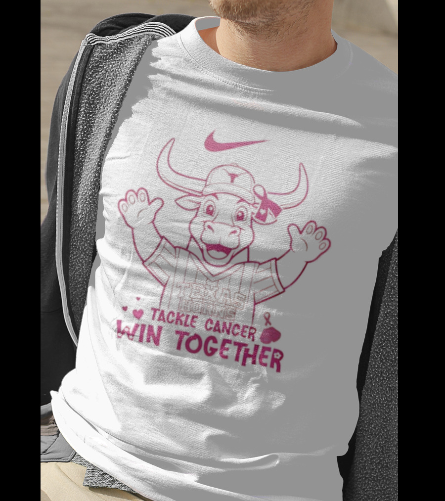 Texas Longhorns We Wear Pink October Tackle Cancer Win Together T-Shirt