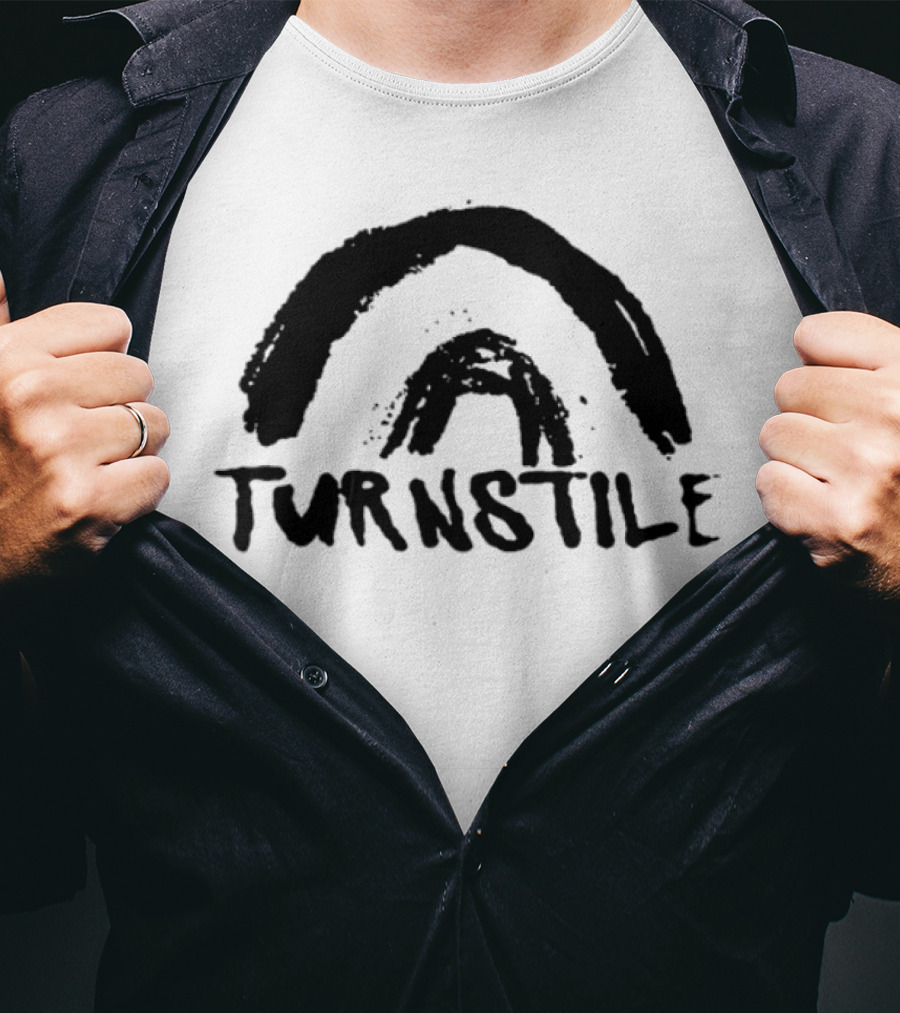 Turnstile Large Arial Double Rainbow Colorful Typography T-Shirt