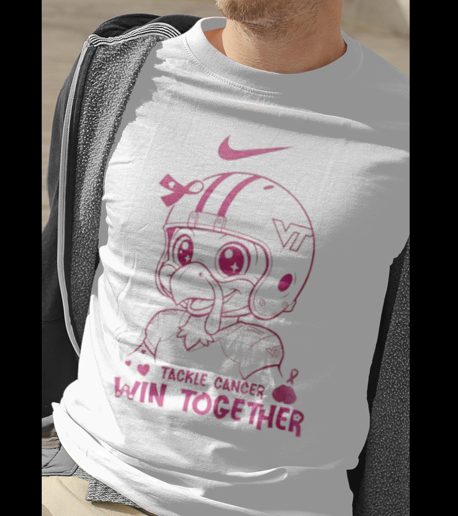 Nike VT Hokies Tackle Cancer Win Together In October We Wear Pink T-Shirt