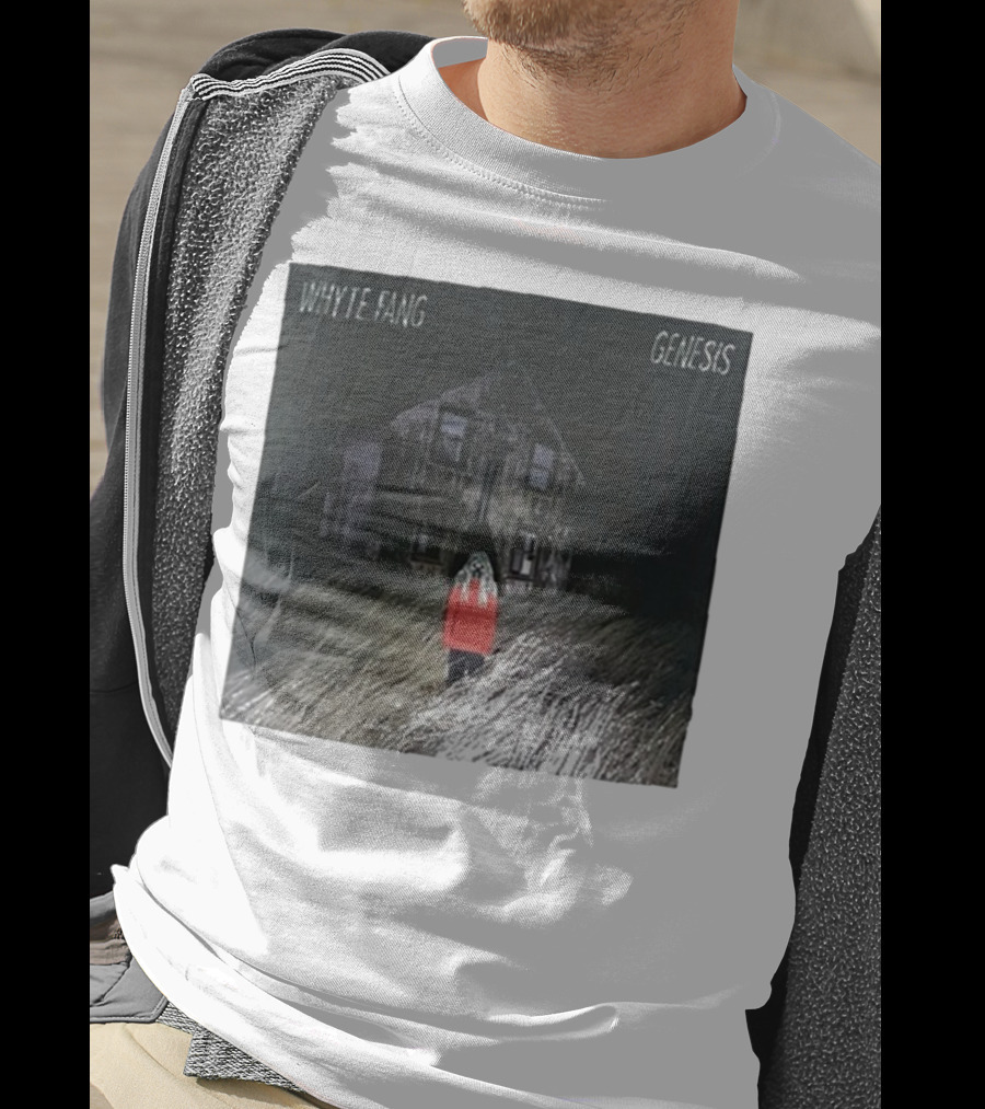 Whyte Fang Genesis Album Cover Creepy House And Figure In Red Jacket T-Shirt