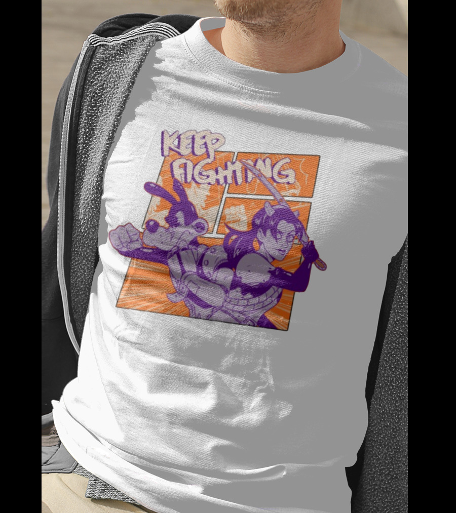 Keep Fighting Bendy Tom And Allison Art Print With Comic Style Action T-Shirt
