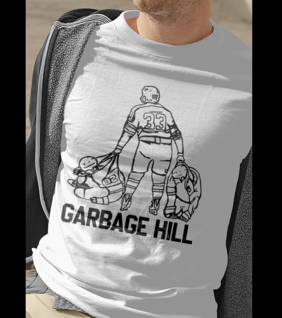 Garbage Hill Hockey Player With Stick And Bag T-Shirt