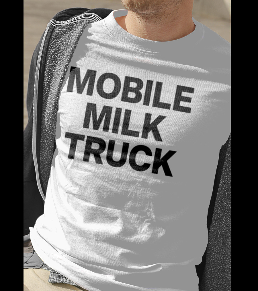 Mobile Milk Truck Dairy Time Bulldog Cartoon T-Shirt