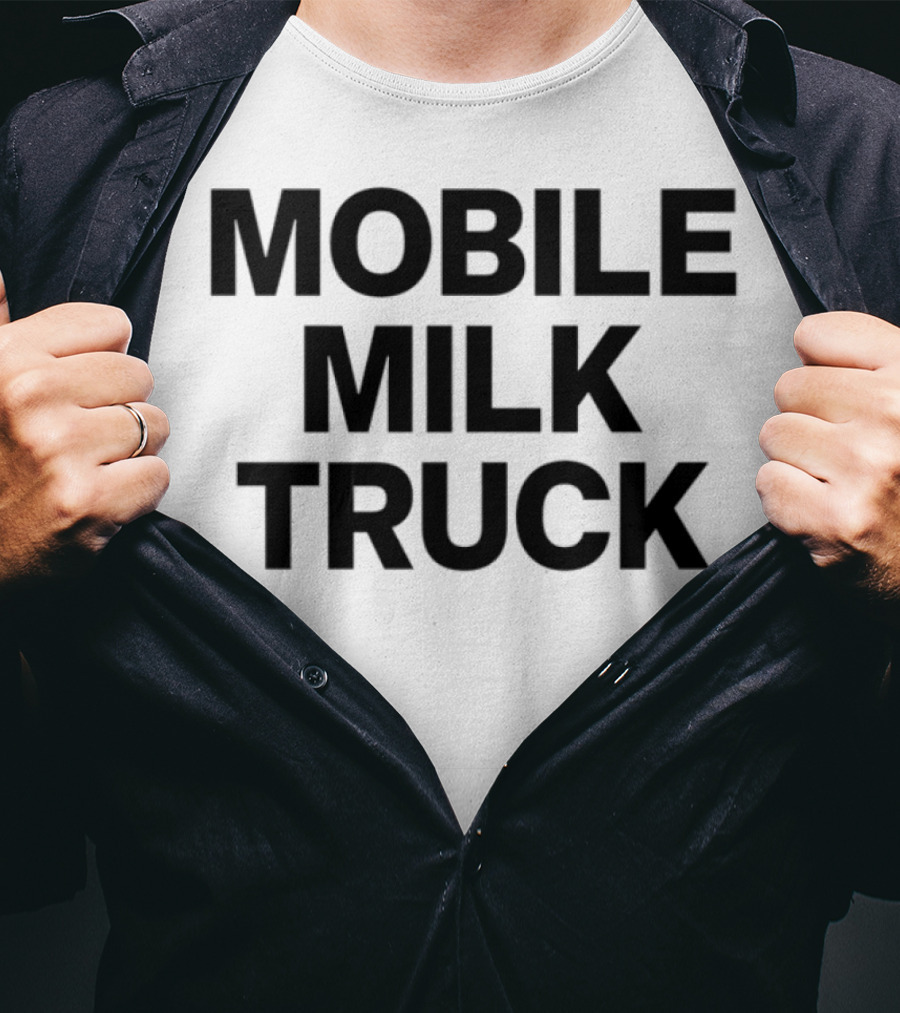 Mobile Milk Truck Dairy Time Bulldog Cartoon T-Shirt