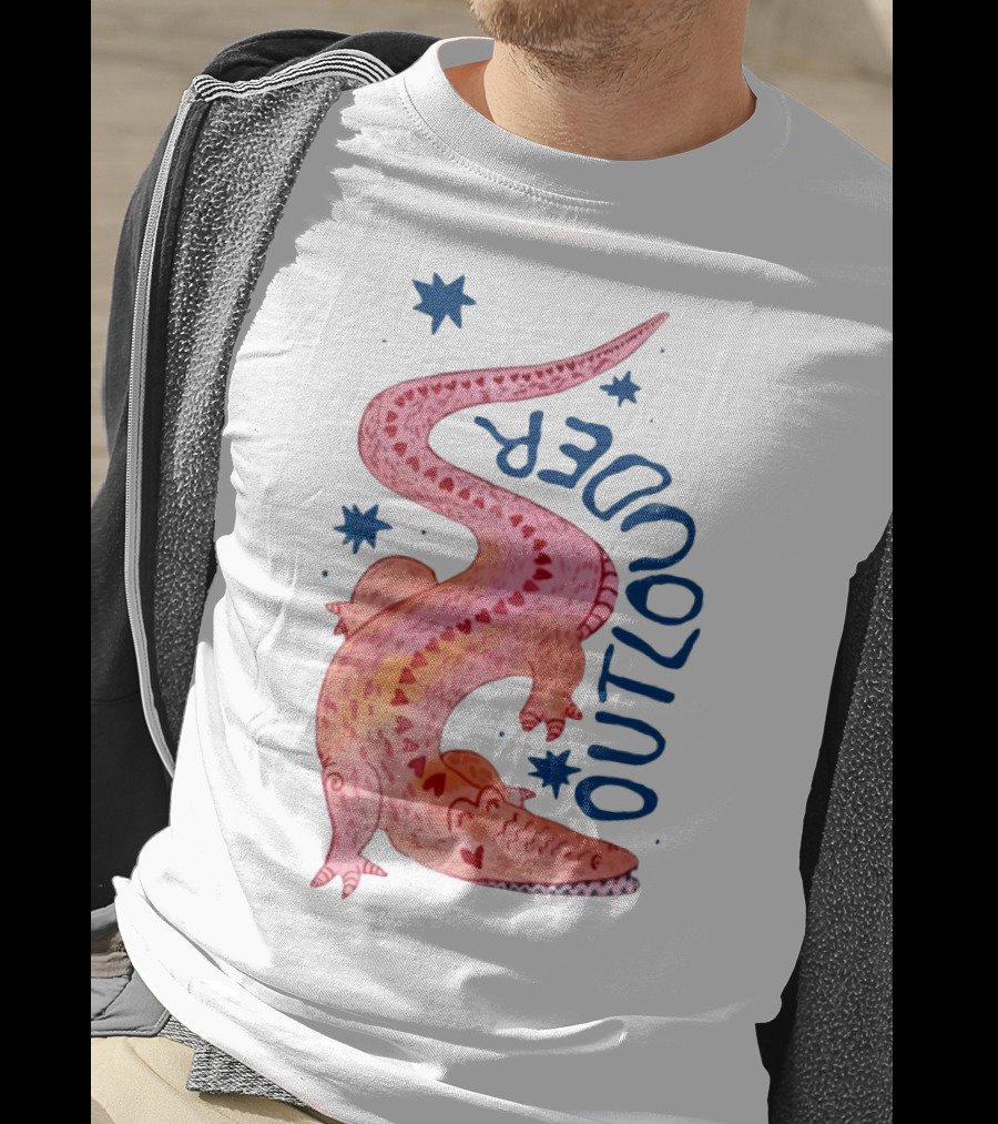 Outlouder Croc Pink Crocodile And Blue Stars T-Shirt