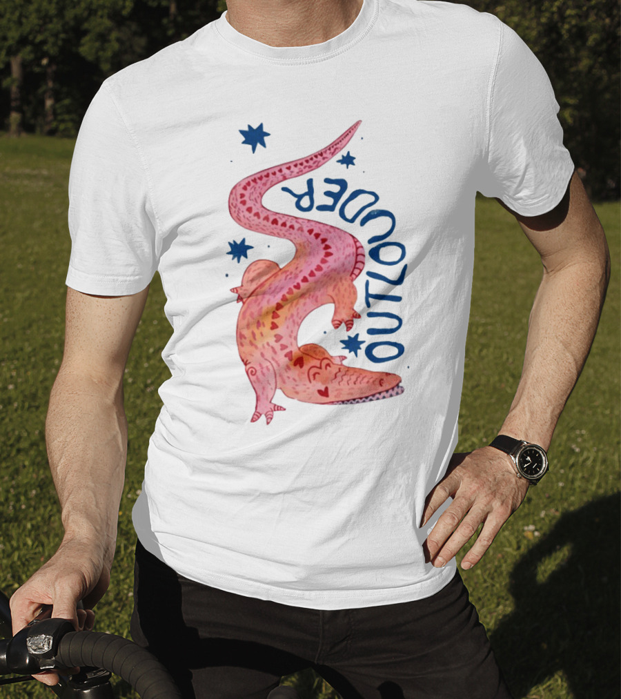 Outlouder Croc Pink Crocodile And Blue Stars T-Shirt