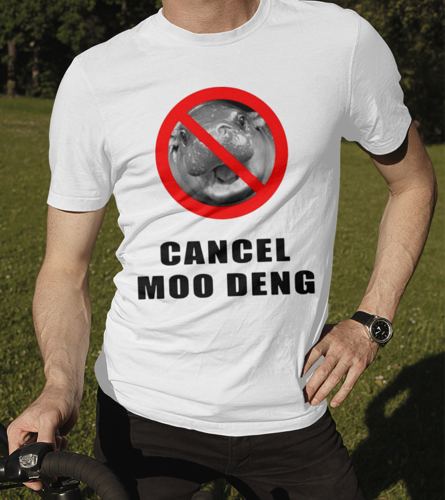 Pizzaslime Cancel Moo Deng No Entry Sign T-Shirt