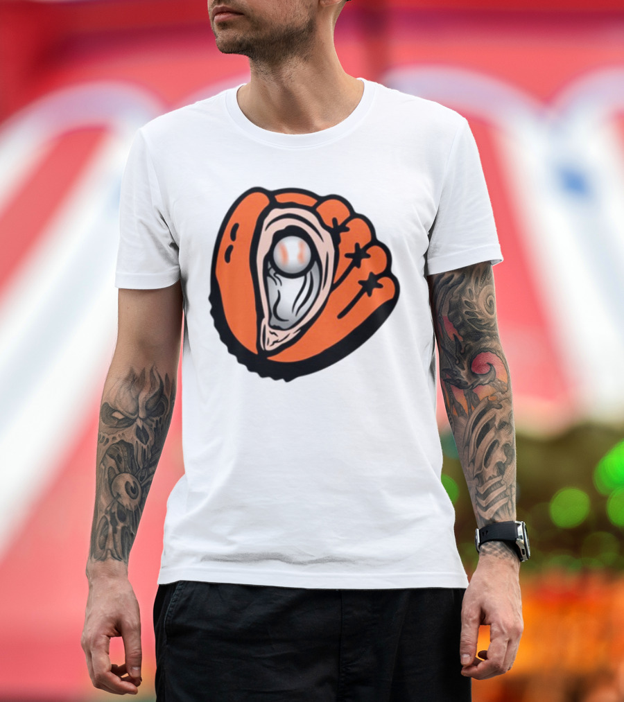 Chesapeake Oyster Catchers Baseball Glove And Pearl T-Shirt