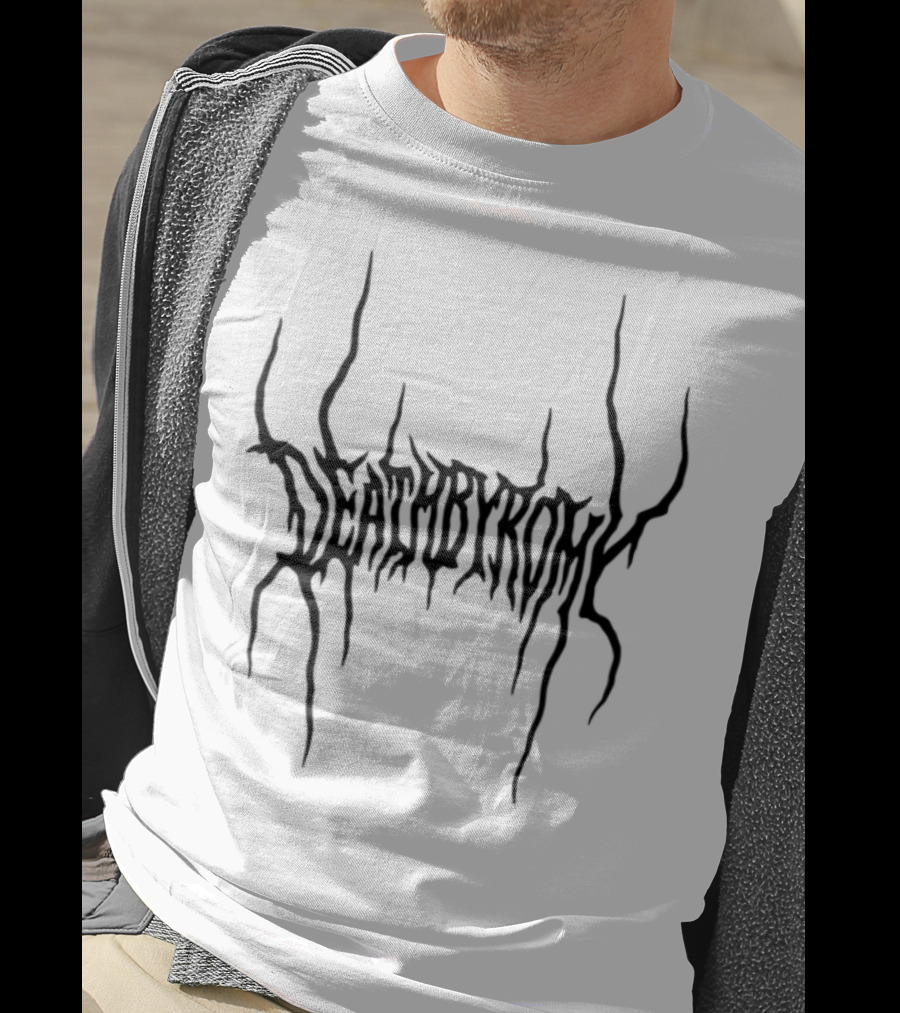 Deathbyromy Distorted Text Emblem Design T-Shirt