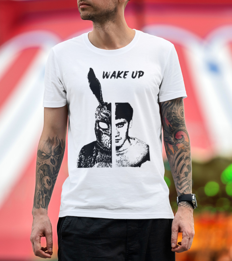 Donnie Darko Wake Up Split Face Frank And Donnie Portrait T-Shirt