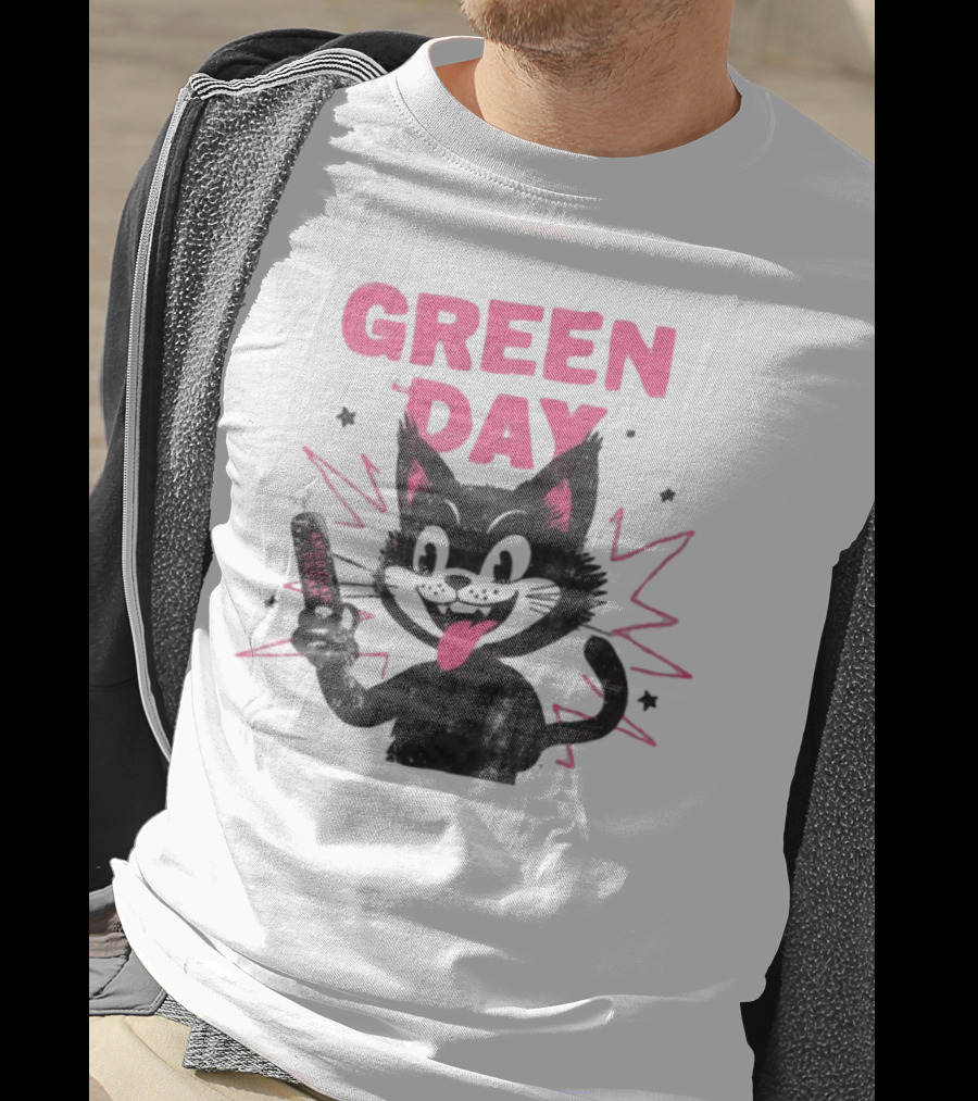 Green Day Dynamite Cartoon Cat Explosion T-Shirt
