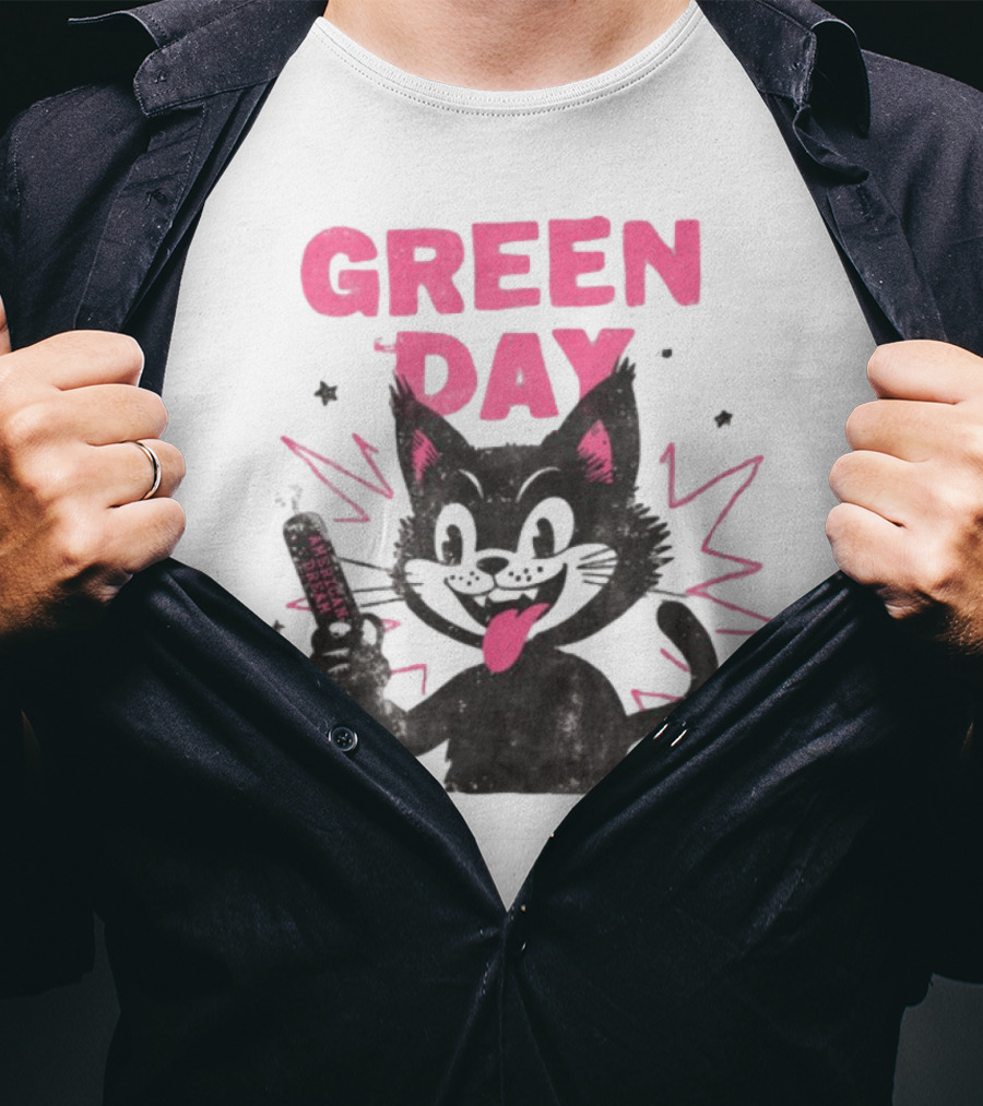 Green Day Dynamite Cartoon Cat Explosion T-Shirt
