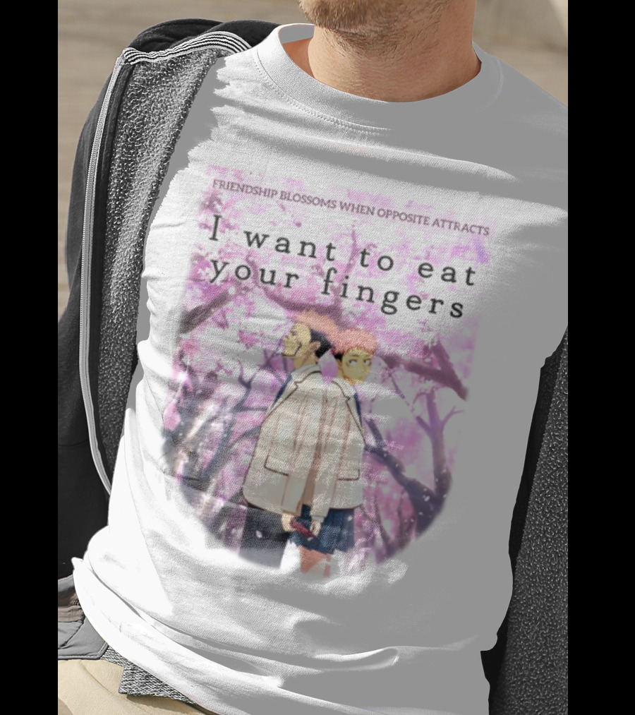 Friendship Blossoms When Opposites Attract I Want To Eat Your Fingers Anime Scene T-Shirt