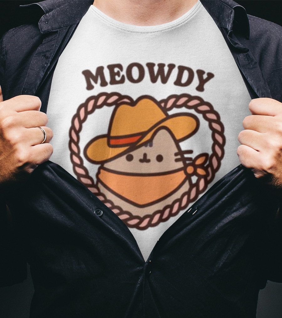 Meowdy Cowboy Pusheen With Hat And Bandana T-Shirt