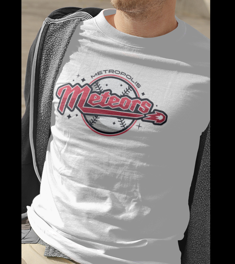 Metropolis Meteors Baseball Team Emblem Logo T-Shirt