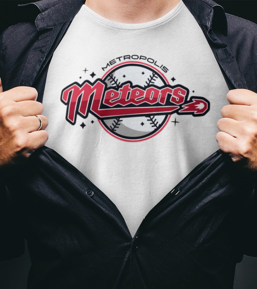 Metropolis Meteors Baseball Team Emblem Logo T-Shirt