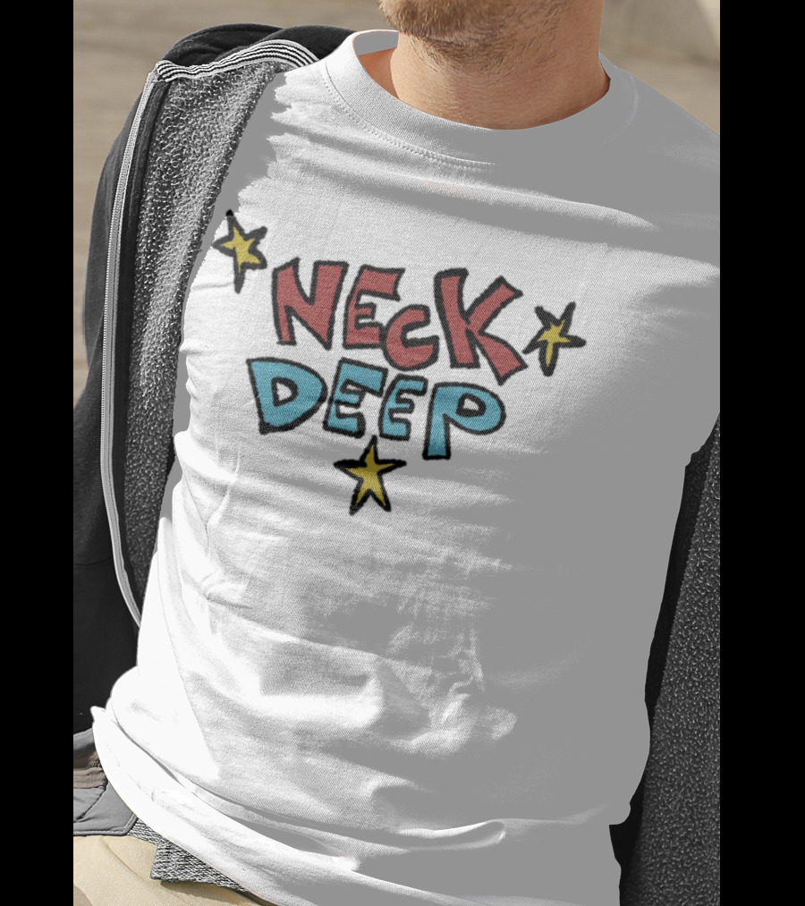Neck Deep World Exclusive Stars Red Blue Text T-Shirt